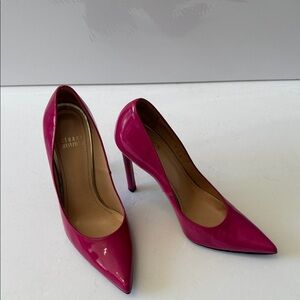 Stuart Weitzman Fuchsia Heels Pink Patent Leather Pumps!